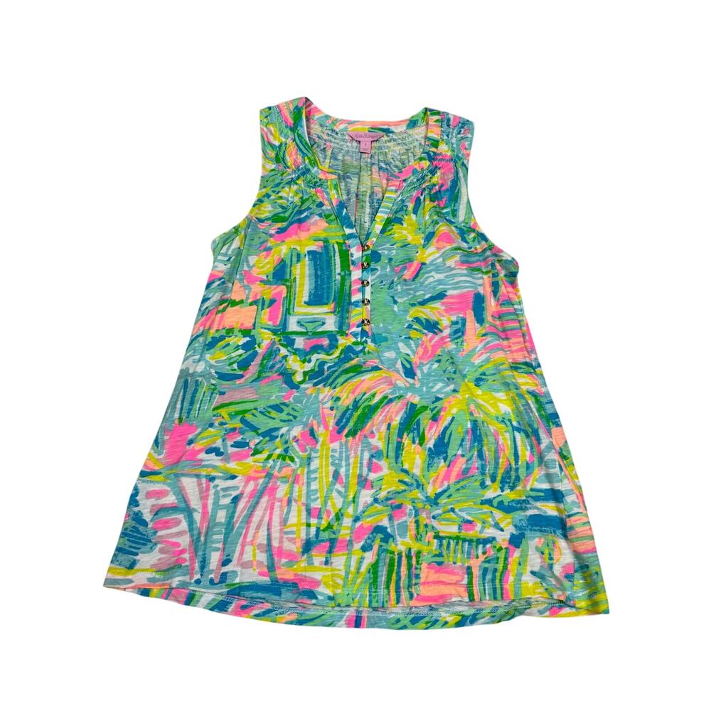 Lilly Pulitzer Womens Size S Essie Sea Salt & Sun Floral Cotton Tank Top